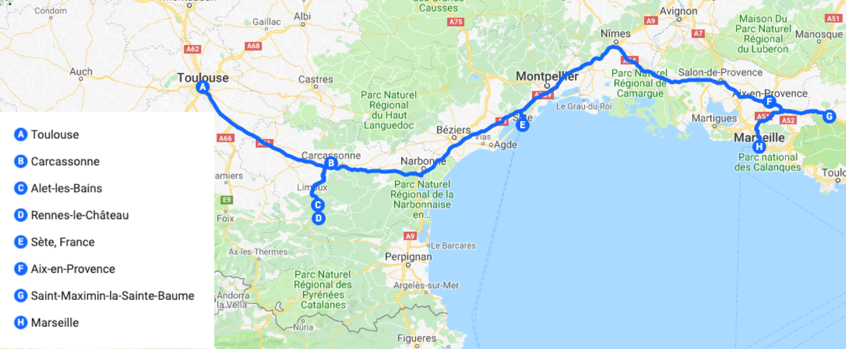 Map of France Route