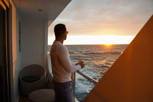 Infinity Yacht Balcony at Sunset