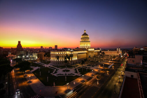 Capital dome building during sunset, Havana, Cuba